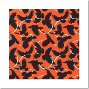 Crows Ribbon Pattern Art Posters and Art